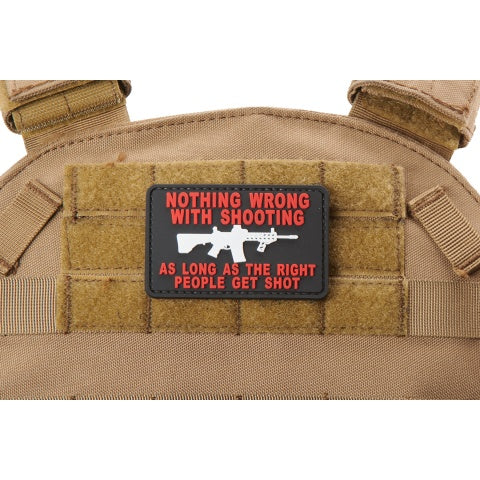 "Nothing Wrong with Shooting As Long As The Rich People Get Shot" PVC Morale Patch (Color: Red)