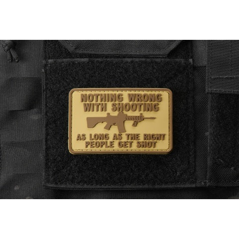 "Nothing Wrong with Shooting As Long As The Rich People Get Shot" PVC Morale Patch (Color: Coyote Tan)