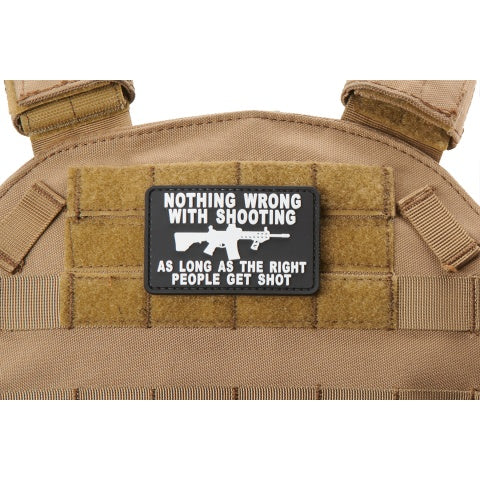 "Nothing Wrong with Shooting As Long As The Rich People Get Shot" PVC Morale Patch (Color: White)