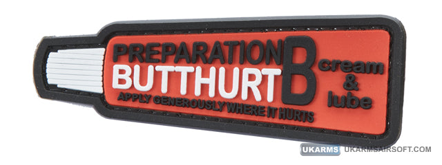 Preparation Butthurt Apply Generously Where It Hurts PVC Morale Patch (Color: Red)