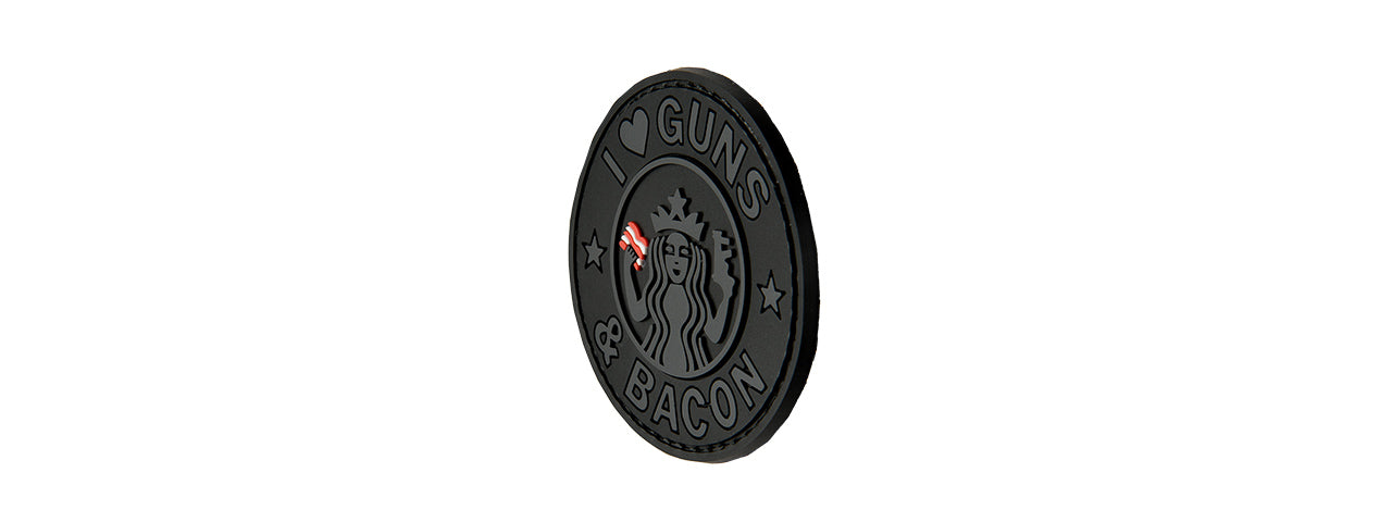 G-FORCE I LOVE GUNS AND BACON PVC MORALE PATCH (BLACK)