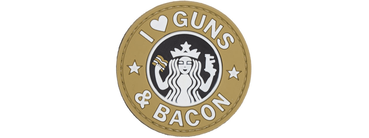 I Heart Guns & Bacon PVC Patch (Color: Tan)
