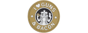 I Heart Guns & Bacon PVC Patch (Color: Tan)