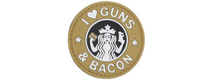 I Heart Guns & Bacon PVC Patch (Color: Tan)