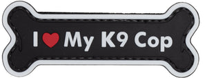 I Love My K9 Cop PVC Patch (Color: Black)