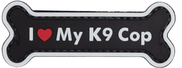 I Love My K9 Cop PVC Patch (Color: Black)
