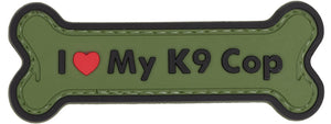 I Love My K9 Cop PVC Patch (Color: OD Green)