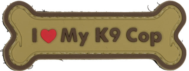 "I Love My K9 Cop" PVC Patch (Color: Coyote Tan)