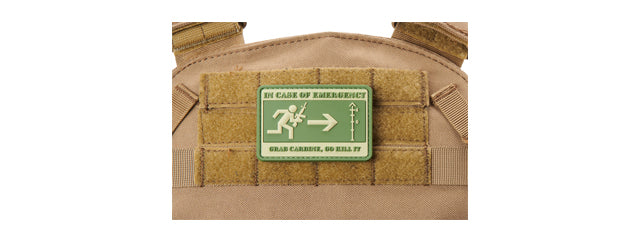 In Case of Emergency, Grab Carbine, Go Kill It PVC Morale Patch (Color: OD Green)
