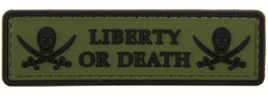 Liberty or Death Pirate Skull PVC Patch (Color: OD Green)