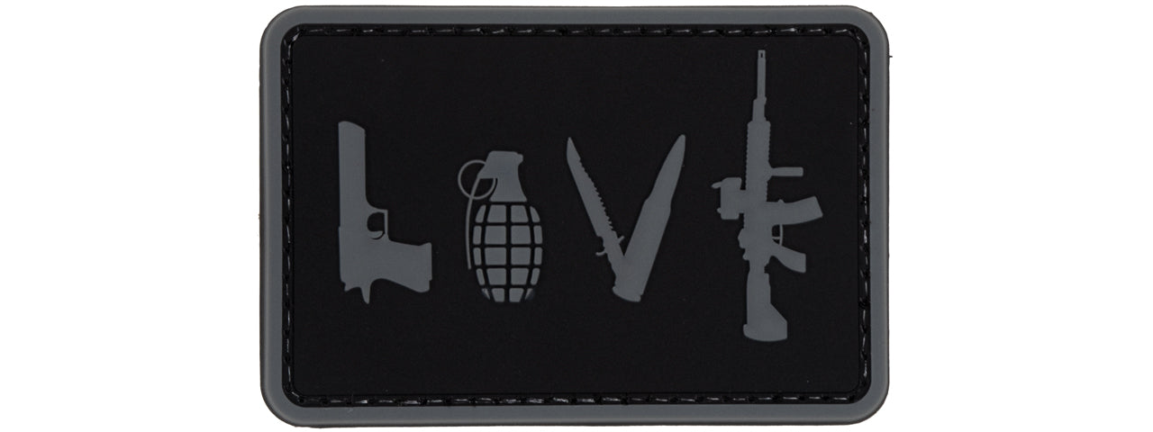 Love-Pistol, Grenade, Knife, Rifle PVC Patch (Color: Black)