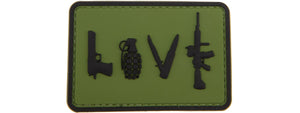 Love-Pistol, Grenade, Knife, Rifle PVC Patch (Color: OD Green)