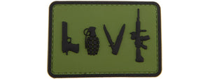 Love-Pistol, Grenade, Knife, Rifle PVC Patch (Color: OD Green)