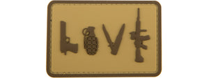 Love-Pistol, Grenade, Knife, Rifle PVC Patch (Color: Coyote Tan)