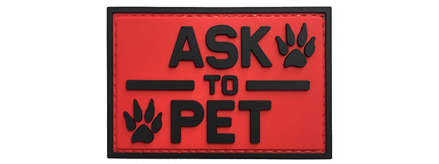 G-Force Ask To Pet PVC Morale Patch (RED)