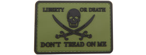 Pirate Skull Liberty or Death, Don't Tread On Me PVC Patch (Color: Green)