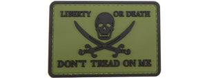 Pirate Skull Liberty or Death, Don't Tread On Me PVC Patch (Color: Green)