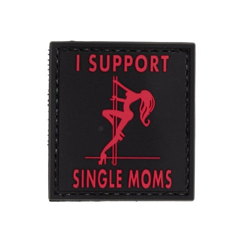 "I Support Single Moms" PVC Patch (Color: Red)