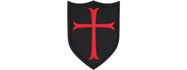 Knights Templar Crusaders Cross PVC Patch (Color: Black and Red)