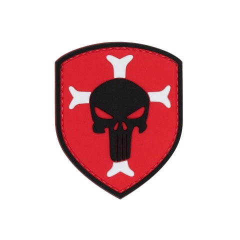 Knights Templar Crusaders Cross w/ Punisher PVC Patch (Color: Red)