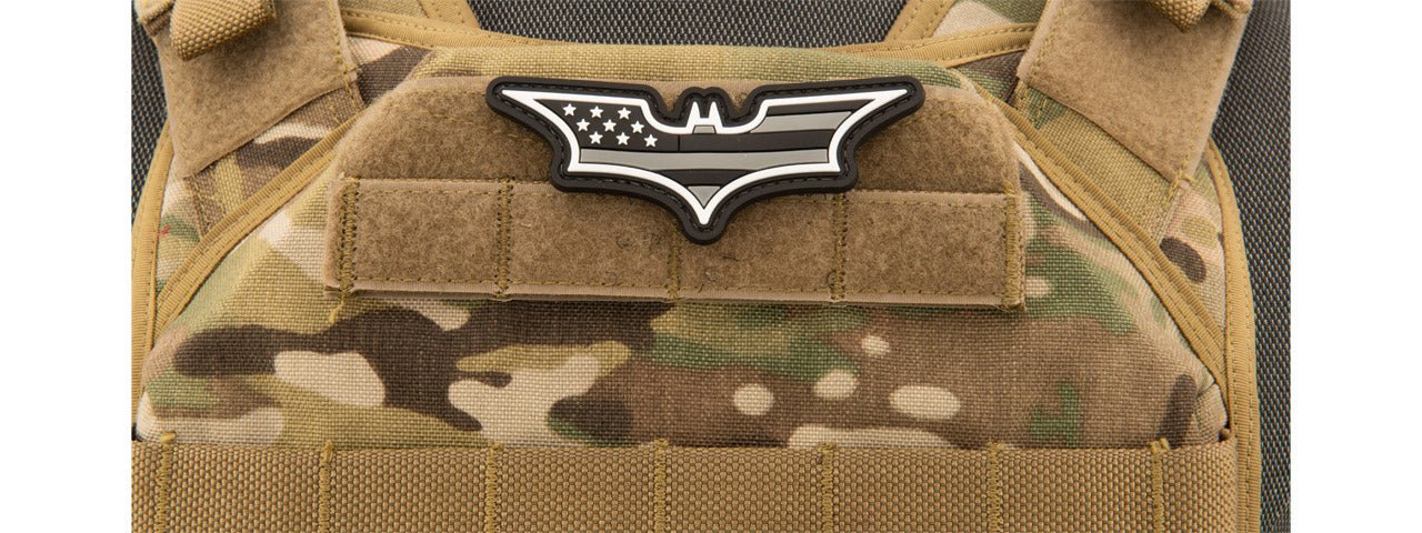 Batman US Flag PVC Patch (Color: Black and Light Gray)