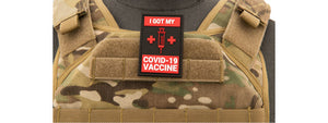 I Got My Covid-19 Vaccine Rectangular PVC Patch (Color: Black and Red)