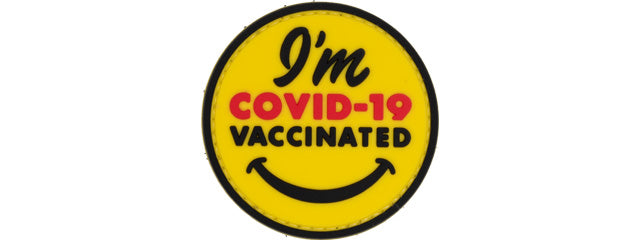 I'm Covid-19 Vaccinated Smiley PVC Patch (Color: Yellow)