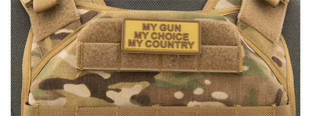 My Gun, My Choice, My Country PVC Patch (Color: Coyote Tan)