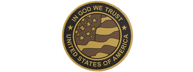 Round US Flag In God We Trust PVC Patch (Tan Version)