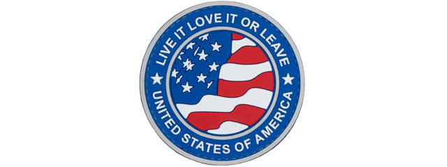 Round US Flag Live it, Love It, or Leave It PVC Patch (Blue Version)