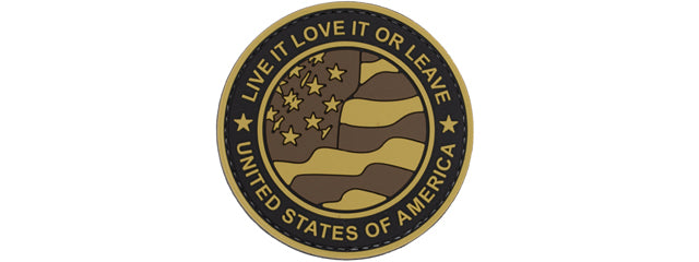 Round US Flag Live it, Love It, or Leave It PVC Patch (Tan Version)