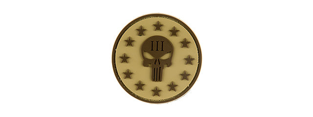 G-FORCE PUNISHER THREE PERCENTER ROUND PVC MORALE PATCH (TAN)