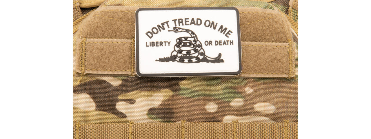 Don't Tread on Me Liberty or Death PVC Patch (Color: White)