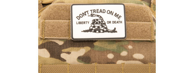 Don't Tread on Me Liberty or Death PVC Patch (Color: White)