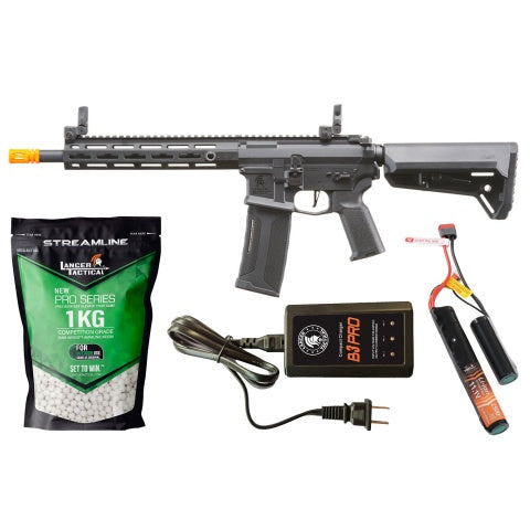 Lancer Tactical Gen 3 Hellion M-LOK 10" M4 AEG w/ Ambidextrous NSR Receiver & NSR Stock - (Black) - Gen 3 Starter Bundle