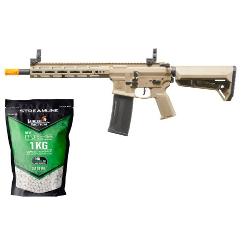 Lancer Tactical Gen 2 Hellion M-LOK 10" M4 AEG w/ Ambidextrous NSR Receiver & NSR Stock - (Tan) - Gen 2 Starter Bundle