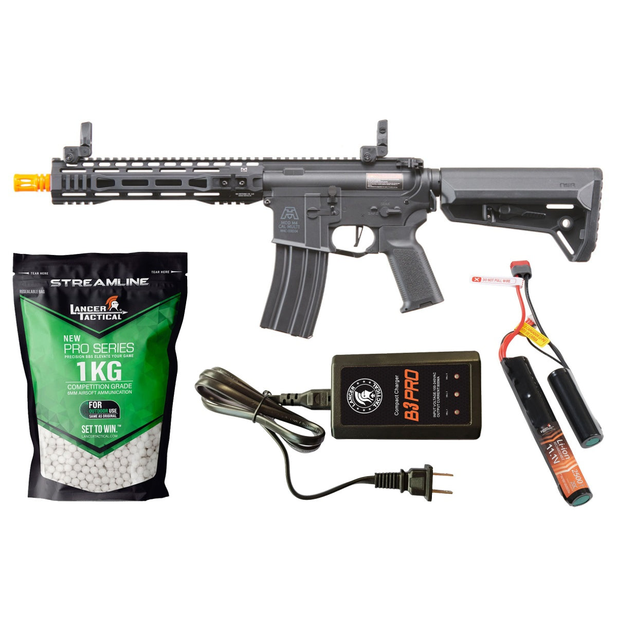 BG Defense Type-A SPR 10" Gen 3 AEG Rifle by Lancer Tactical - (Black) - Gen 3 Starter Bundle