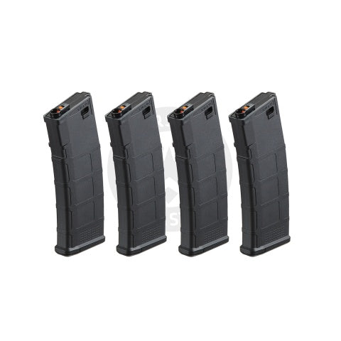 Poseidon AR M4 220 Rounds AEG Magazines x 4 Pack - BLACK