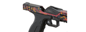Poseidon CSI XG8 Gas Blow Back Aluminum Pistol - (Red/Orange/Black Splash Anodized)
