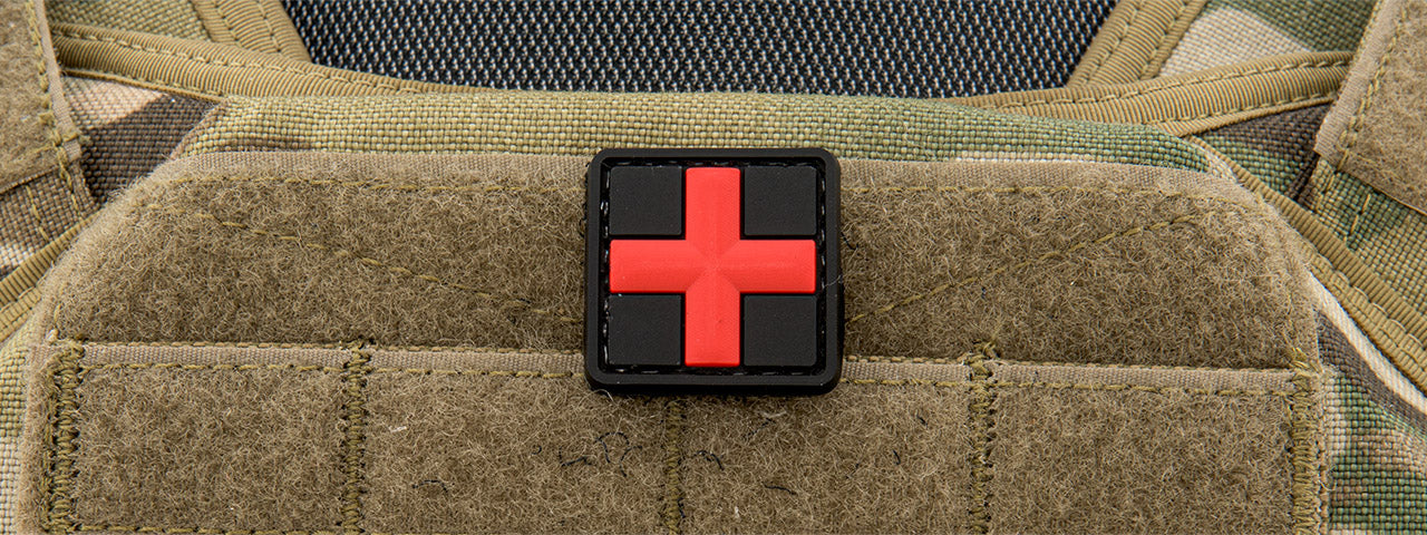 3D Red Cross Medical PVC Patch (Color: Red and Black)