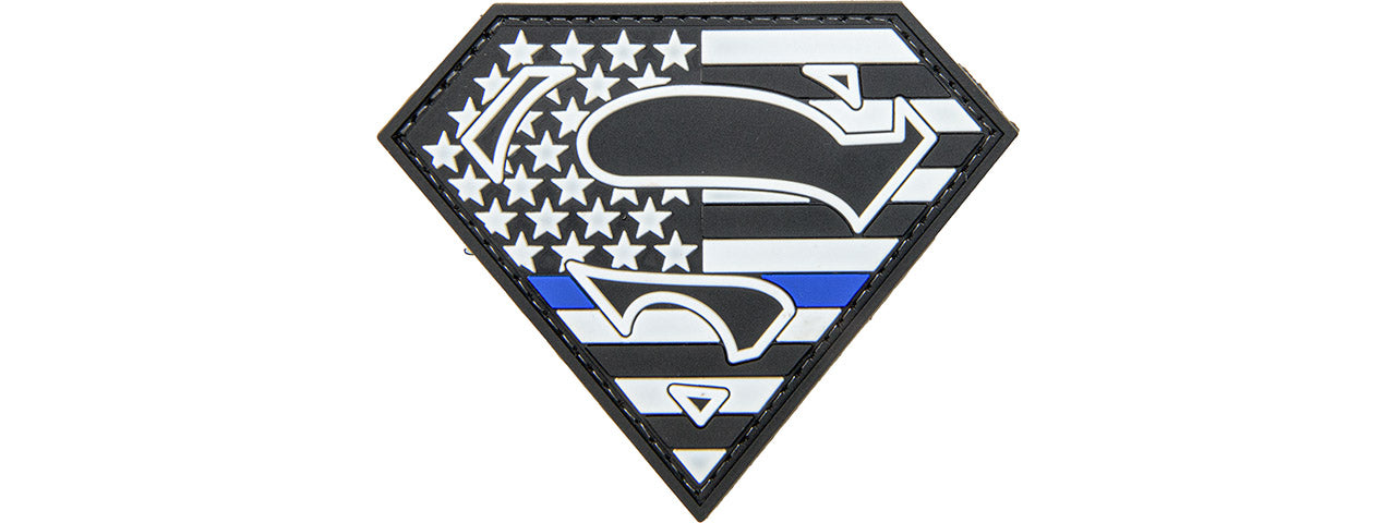 US Flag Superman Shield PVC Patch (Color: Black / White)