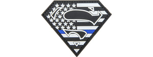 US Flag Superman Shield PVC Patch (Color: Black / White)