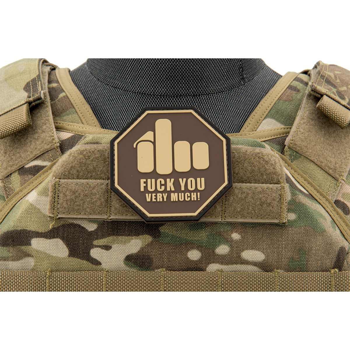 Middle Finger "Fuck You Very Much" PVC Patch (Color: Tan)