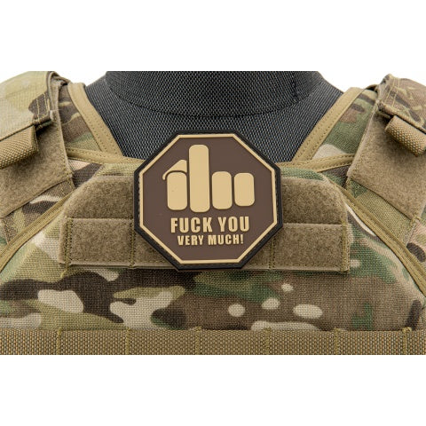 Middle Finger "Fuck You Very Much" PVC Patch (Color: Tan)