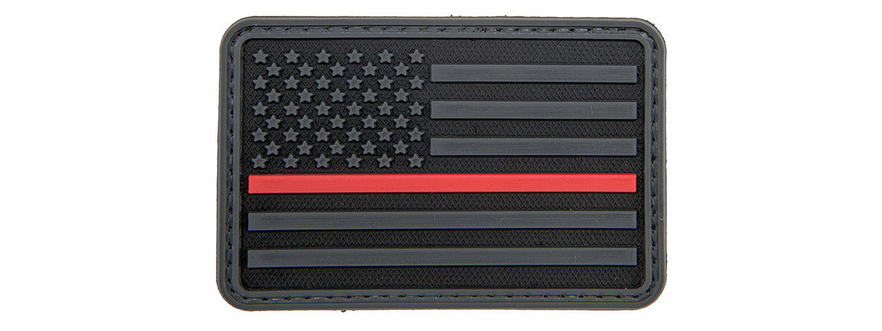 3D US Flag Forward PVC Patch w/ Red Stripe (Color: Black)