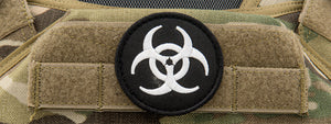 Embroidered Round Biohazard Patch (Color: Black and White)