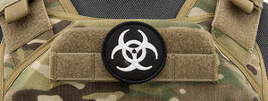 Embroidered Round Biohazard Patch (Color: Black and White)