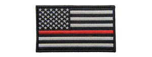 Large Embroidered Forward US Flag Patch w/ Red Line (Color: Black and White)