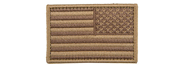 Embroidered Reverse US Flag Patch (Color: Coyote Tan)
