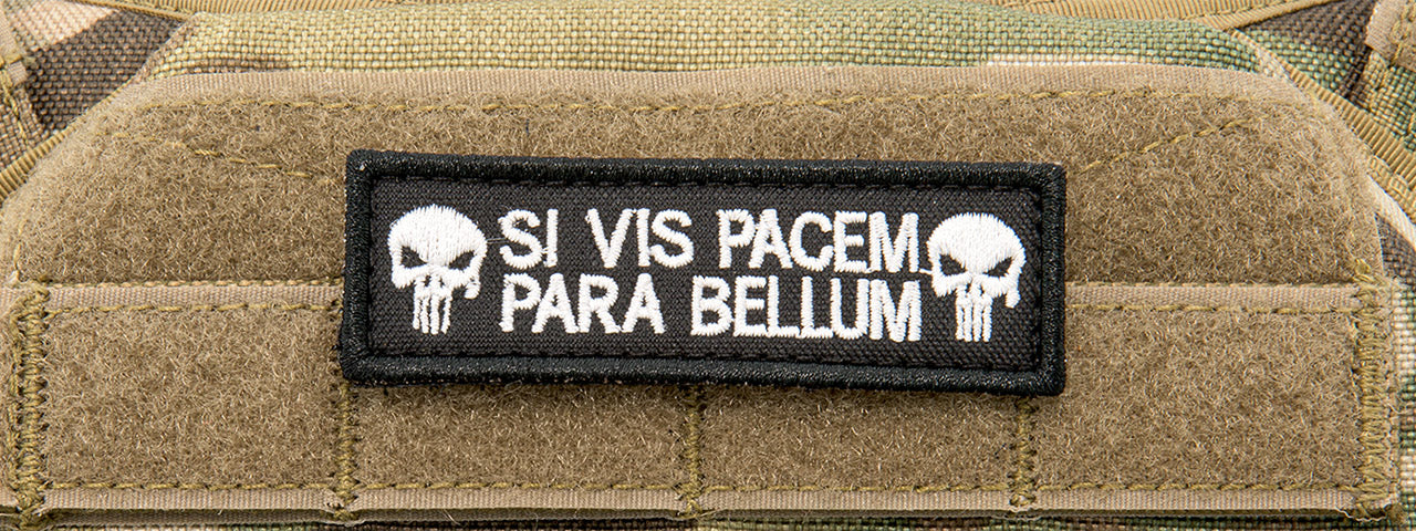 Embroidered Si Vis Pacem Para Bellum Patch (Color: Black)